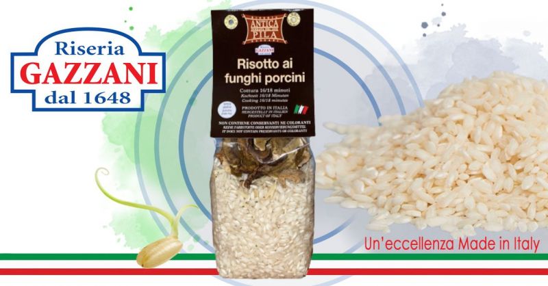 RISERIA GAZZANI 1648 - Offerta risotto carnaroli ai funghi porcini pronto da cuocere GLUTEN FREE